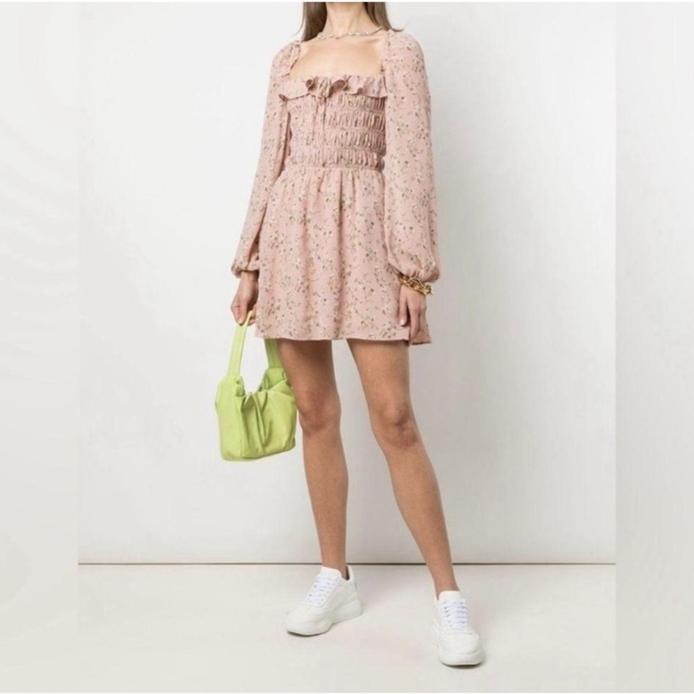 Reformation Floral Blush Long Sleeve Dress